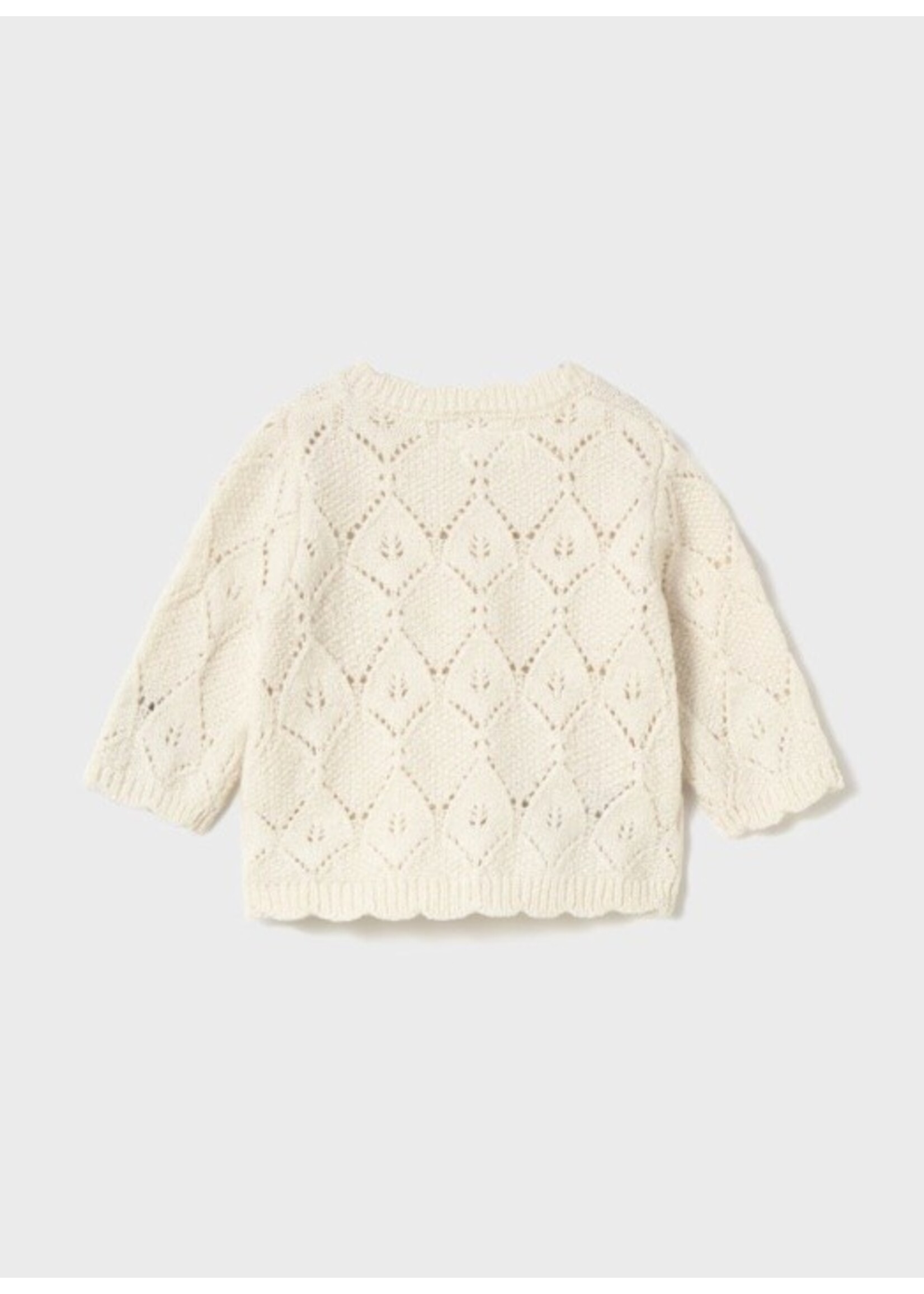 Mayoral Mayoral, Newborn Knit Cardigan with Buttons || Milk Heather