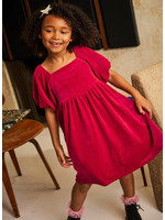 Tea Collection Tea Collection, Puff Shoulder Velour Dress || Red Wagon