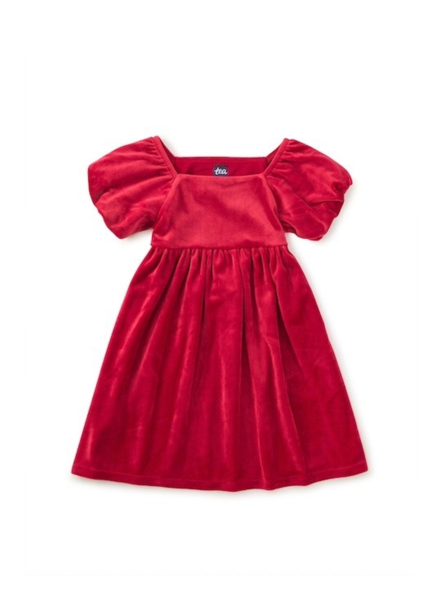 Tea Collection Tea Collection, Puff Shoulder Velour Dress || Red Wagon