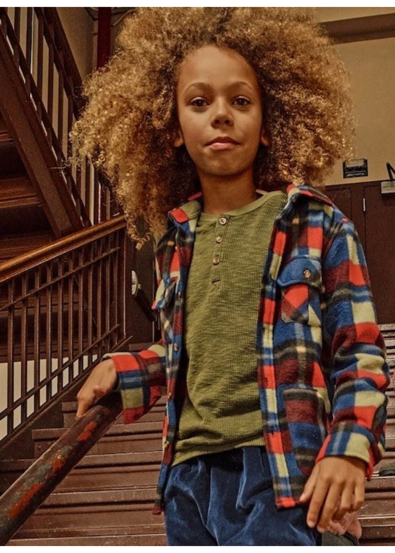 Appaman Appaman, Snow Fleece Shirt || Cherry Blue Check