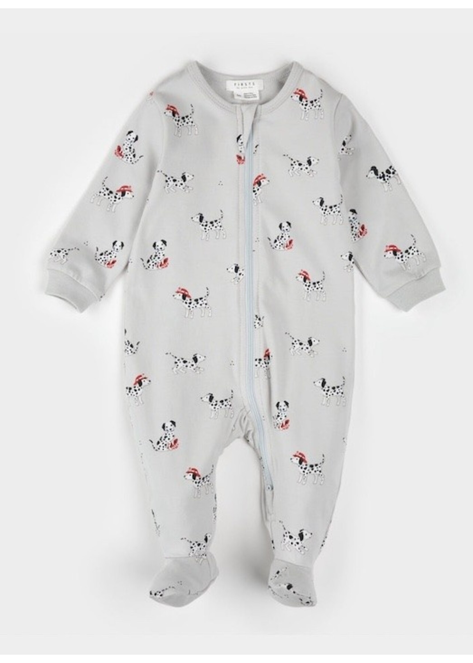 Petit Lem Petit Lem, Firefighter Dalmatian Print Footie Sleeper || Light Grey