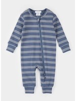 Petit Lem Petit Lem, Striped Modal Rib Sleeper || Denim Blue