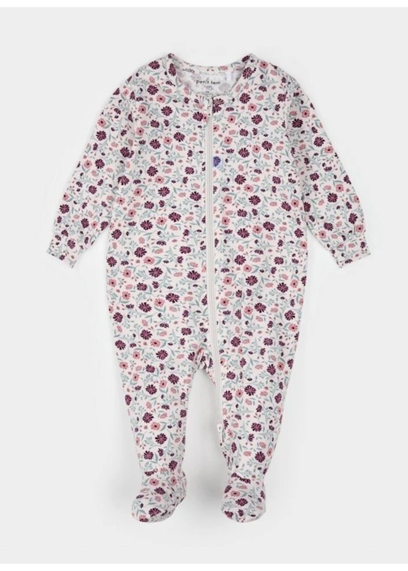 Petit Lem Petit Lem, Poppy Floral Print Footie Sleeper || Beige