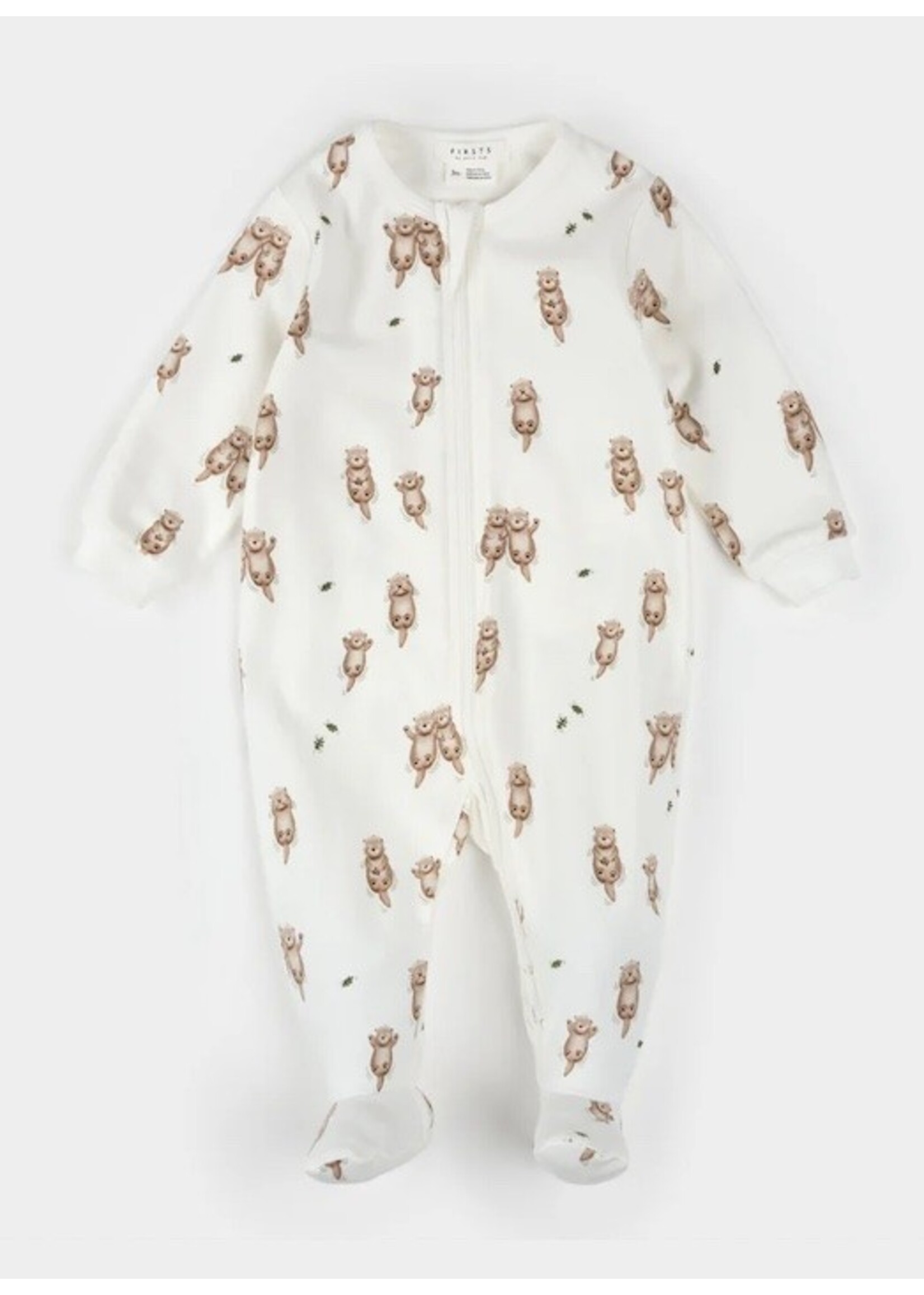 Petit Lem Petit Lem, Otter Print Footie Sleeper || Off-White