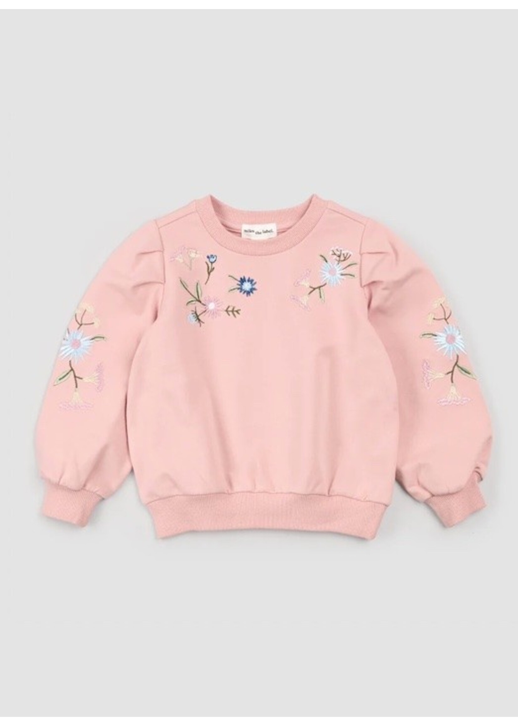 Miles the Label Miles the label, Floral Embroidery Sweatshirt || Miles Pink