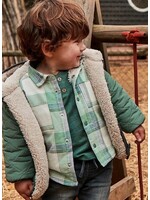 Mayoral Mayoral, Plaid Fleece Lined Long Sleeve Overshirt || Spruce