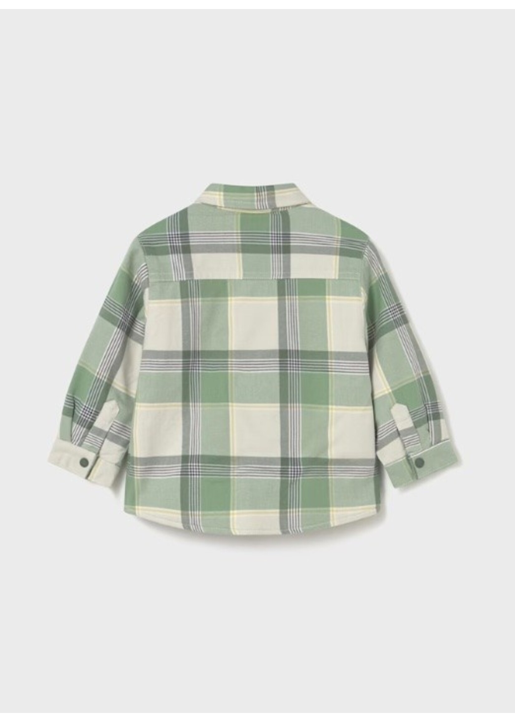 Mayoral Mayoral, Plaid Fleece Lined Long Sleeve Overshirt || Spruce