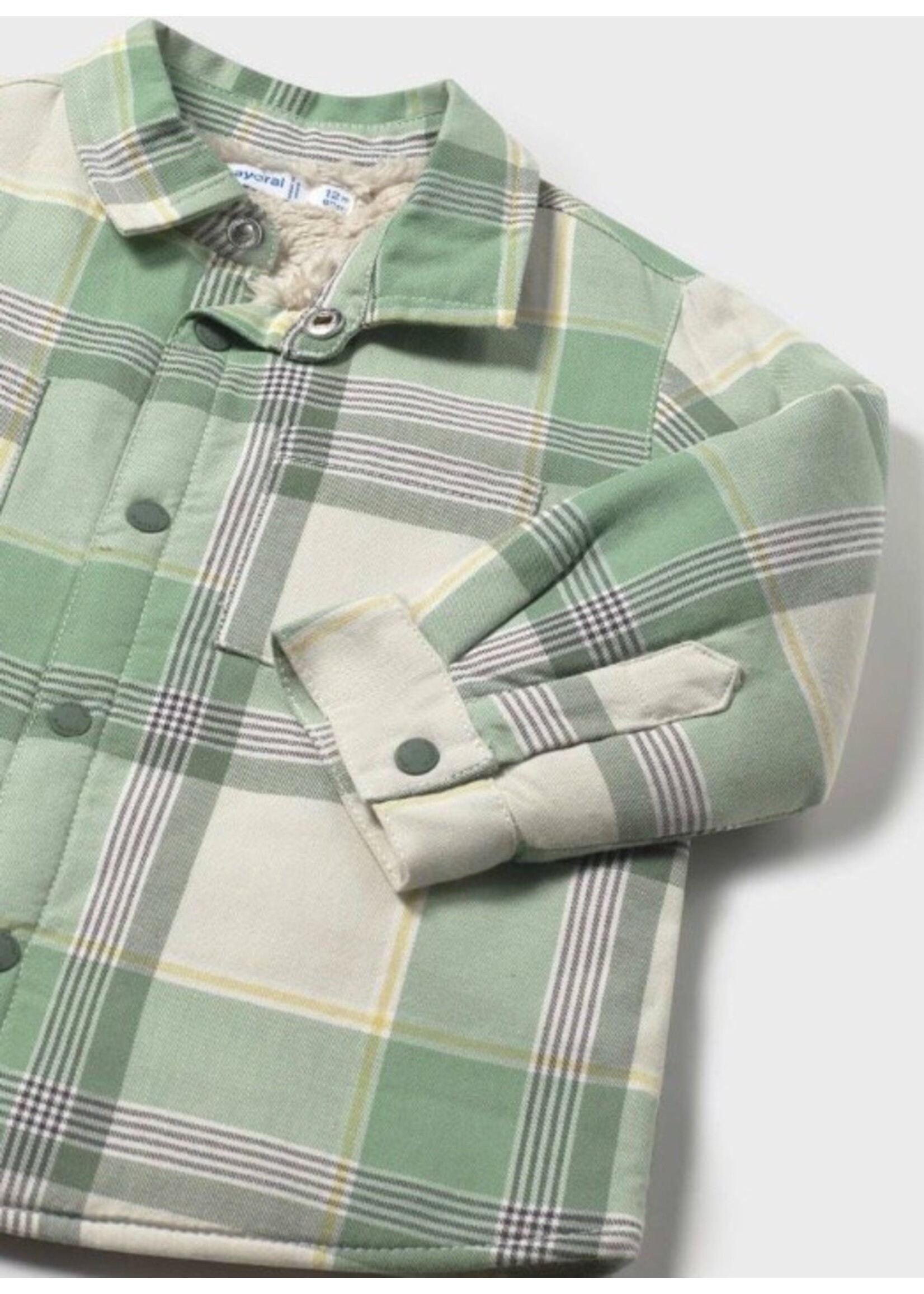 Mayoral Mayoral, Plaid Fleece Lined Long Sleeve Overshirt || Spruce
