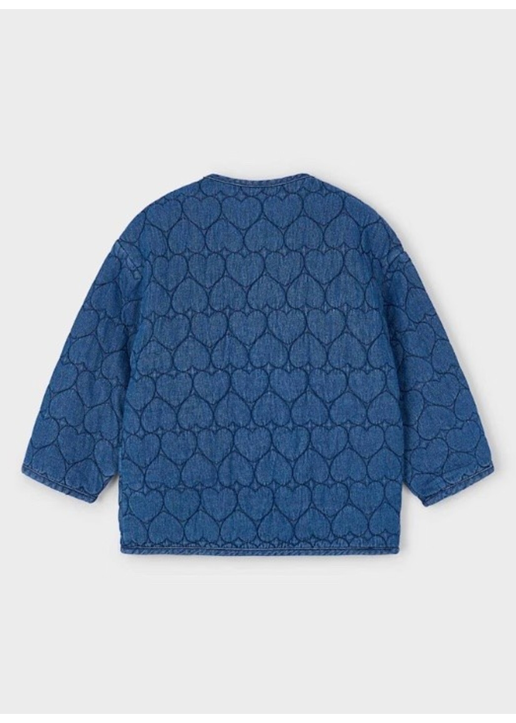 Mayoral Mayoral, Girl Heart Printed Denim Jacket || Medium Blue