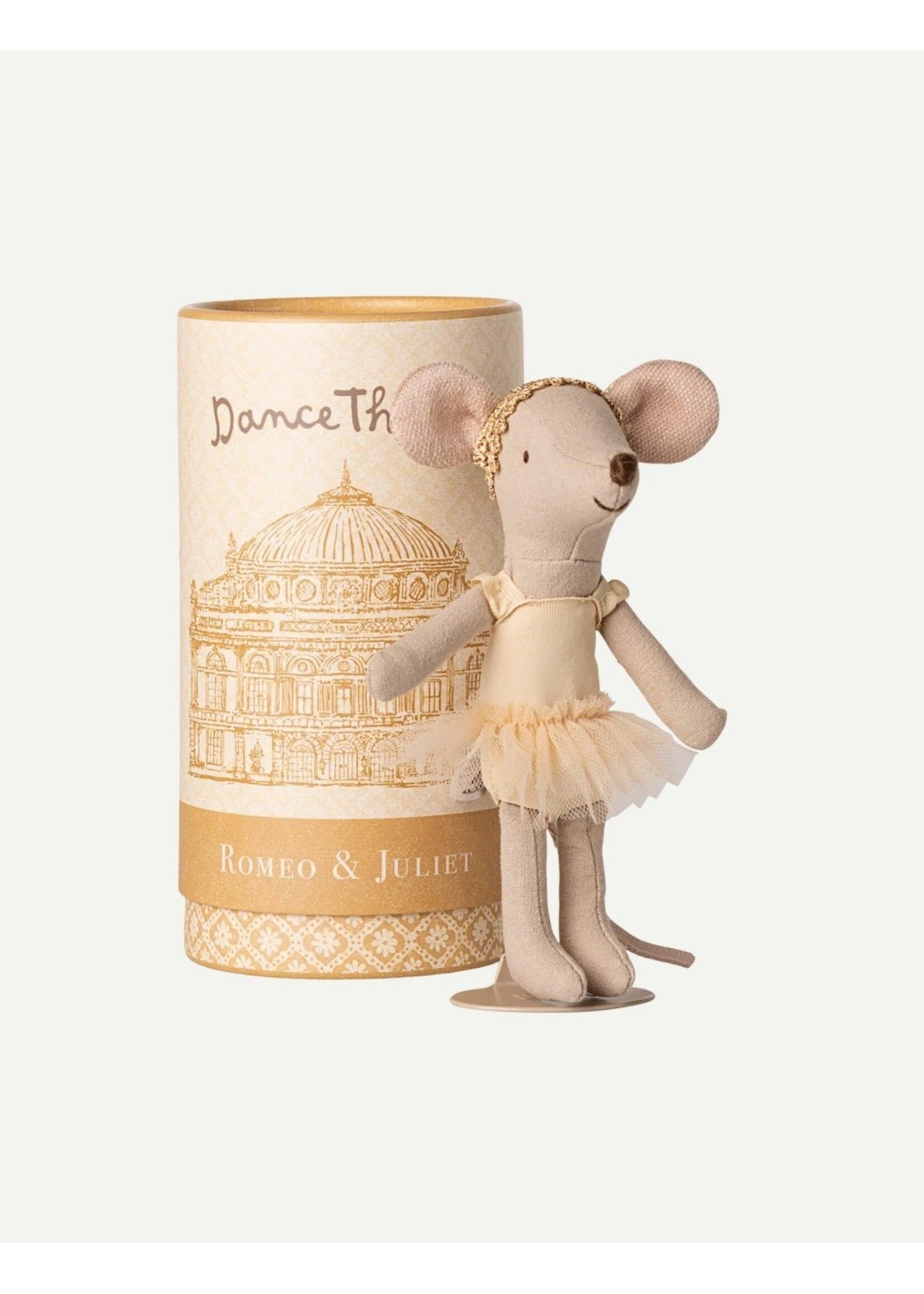 Maileg Maileg, Ballet Mouse Dancer Mouse Big Sister Mouse Metal Stand In Box || Golden