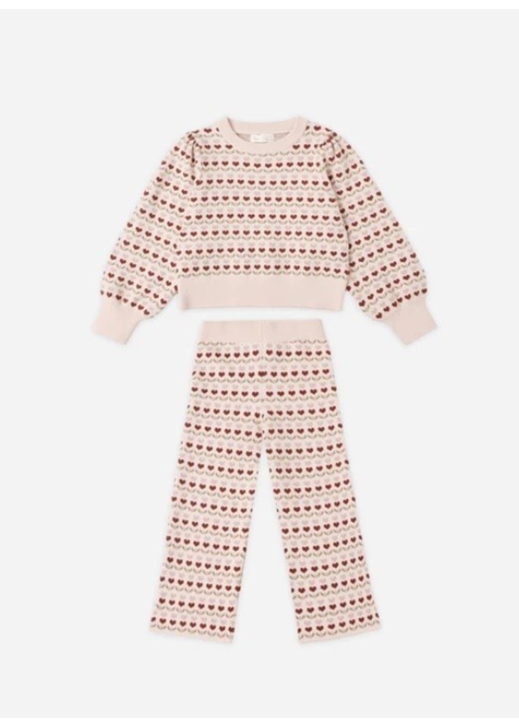 Rylee + Cru Rylee + Cru, Jacquard Knit Set || Ruby Hearts