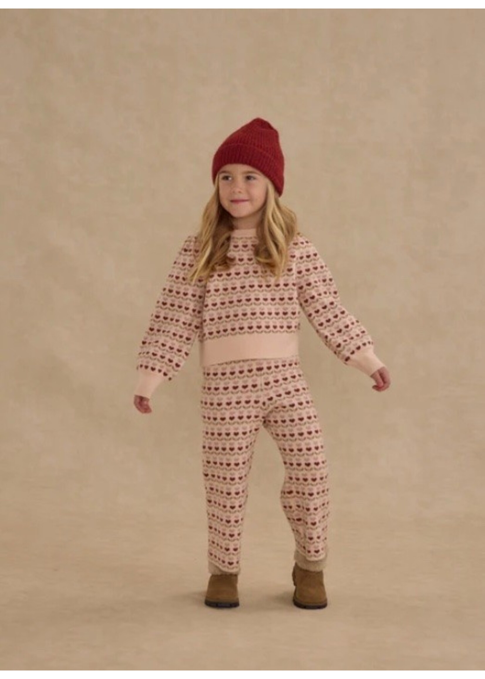 Rylee + Cru Rylee + Cru, Jacquard Knit Set || Ruby Hearts