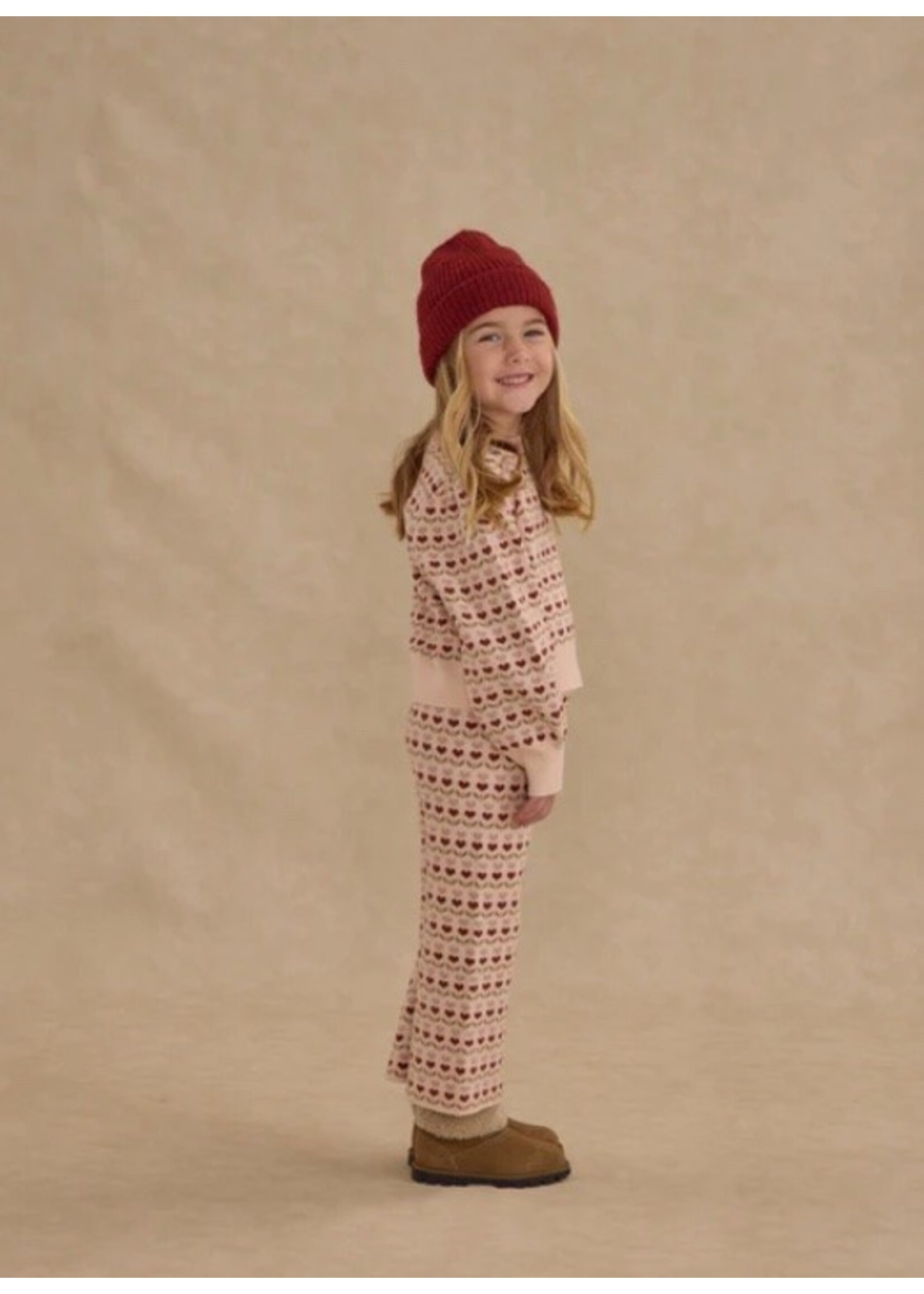Rylee + Cru Rylee + Cru, Jacquard Knit Set || Ruby Hearts