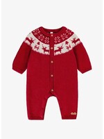 Souris Mini Souris Mini, Winter Jacquard Patterned Knit Romper || Red / White