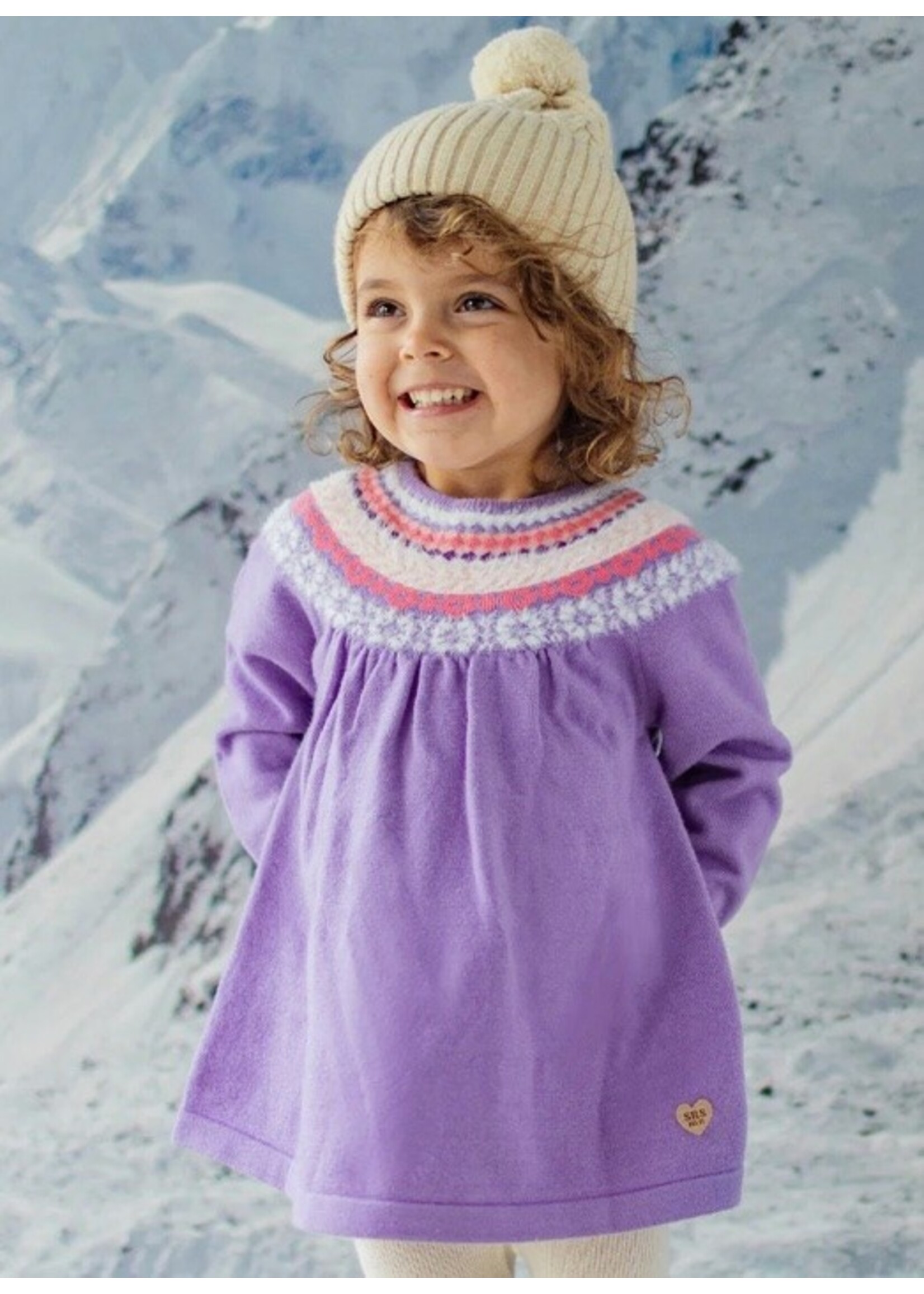Souris Mini Souris Mini, Patterns Knit Dress || Purple