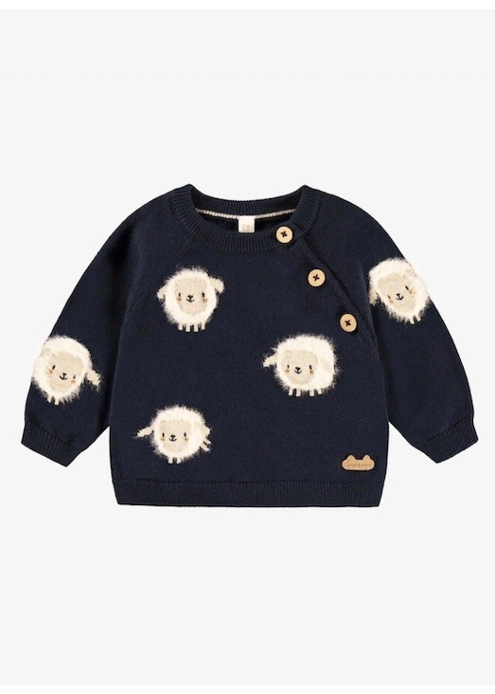 Souris Mini Souris Mini, Sheep Knit Sweater || Navy