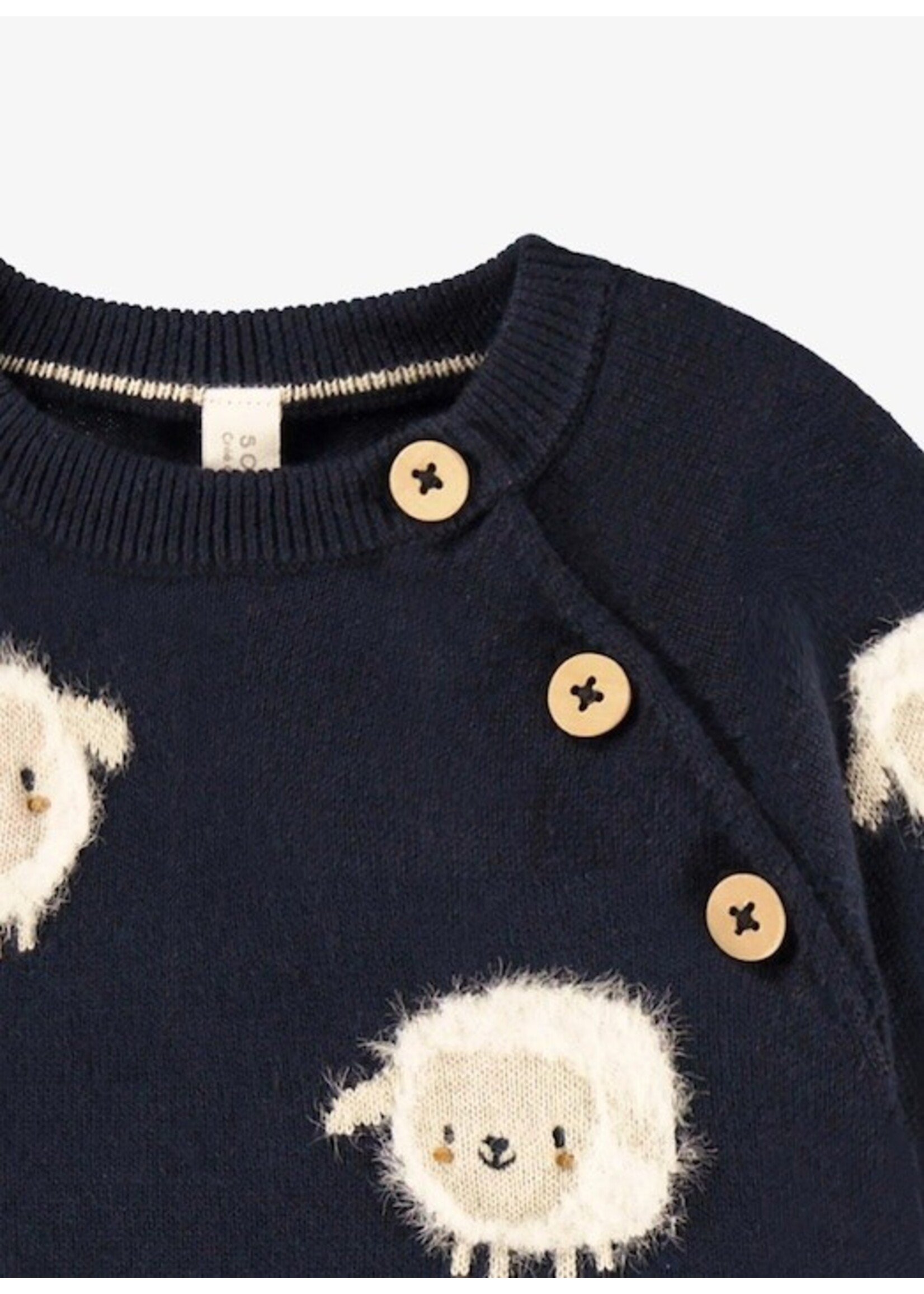 Souris Mini Souris Mini, Sheep Knit Sweater || Navy
