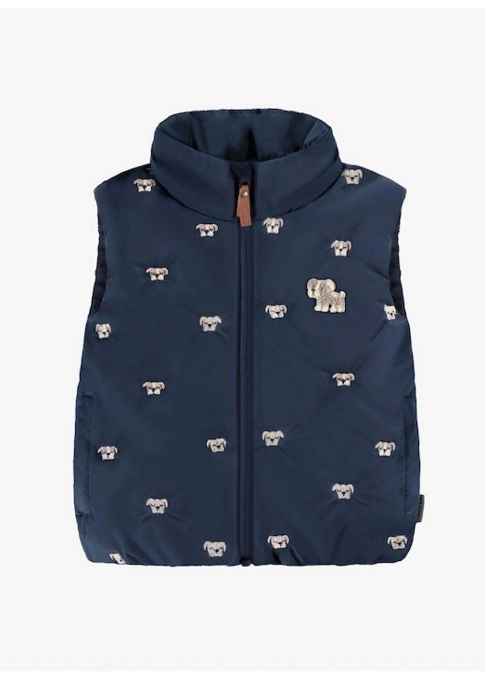 Souris Mini Souris Mini, Dog Embroidered Puffer Vest || Navy