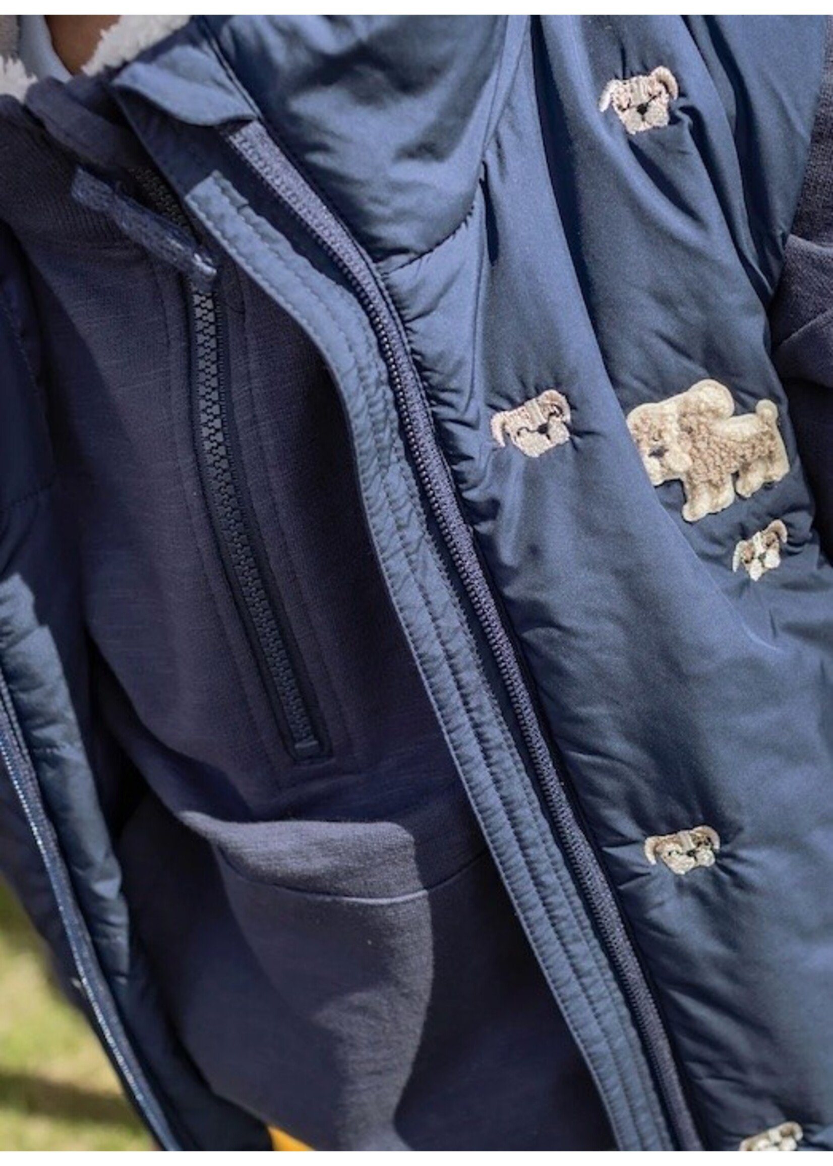 Souris Mini Souris Mini, Dog Embroidered Puffer Vest || Navy