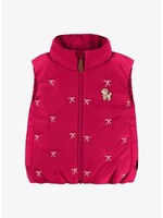 Souris Mini Souris Mini, Bow Embroidered Puffer Vest || Raspberry