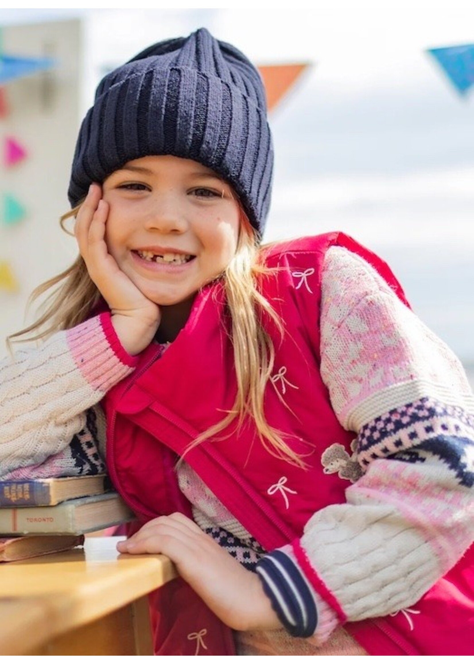 Souris Mini Souris Mini, Bow Embroidered Puffer Vest || Raspberry