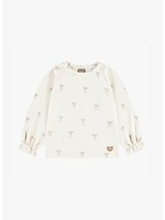 Souris Mini Souris Mini, Bow Print Long Sleeve Shirt || Cream