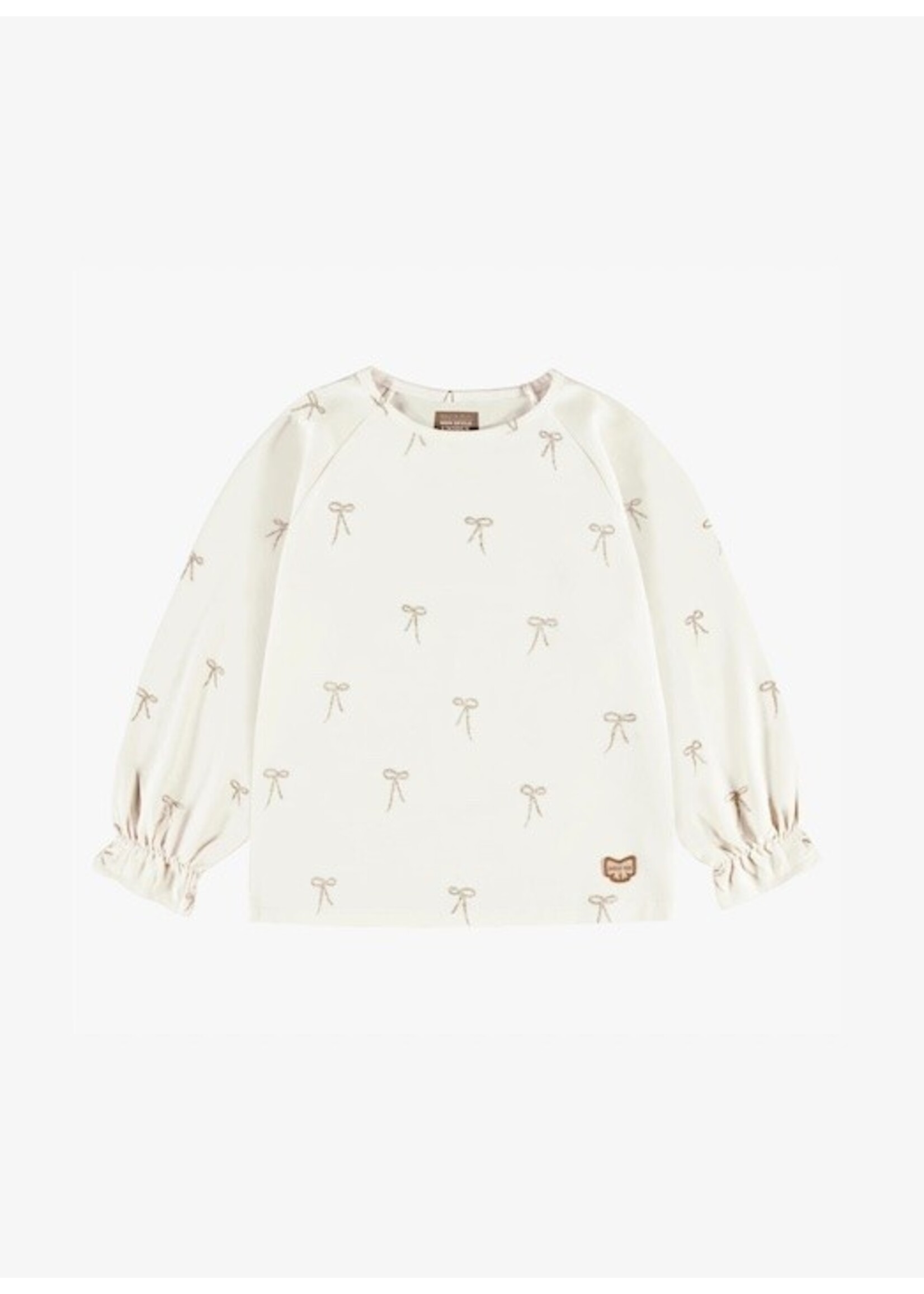 Souris Mini Souris Mini, Bow Print Long Sleeve Shirt || Cream