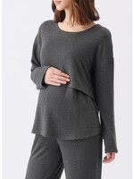 Ripe Maternity Ripe Maternity, Super Soft Nursing Top || Charcoal Marle