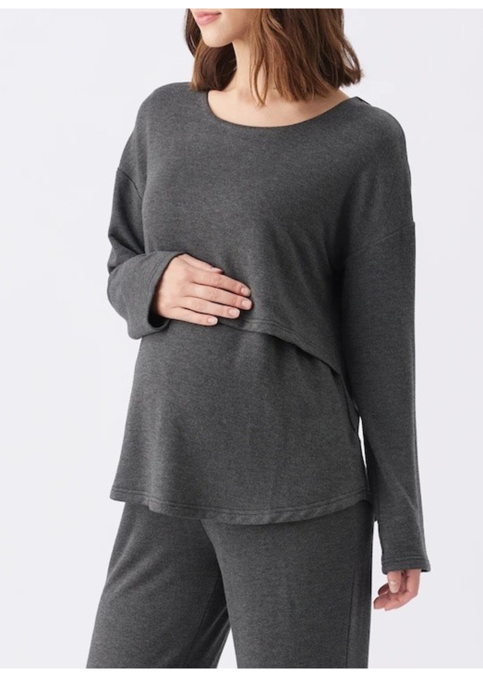 Ripe Maternity Ripe Maternity, Super Soft Nursing Top || Charcoal Marle