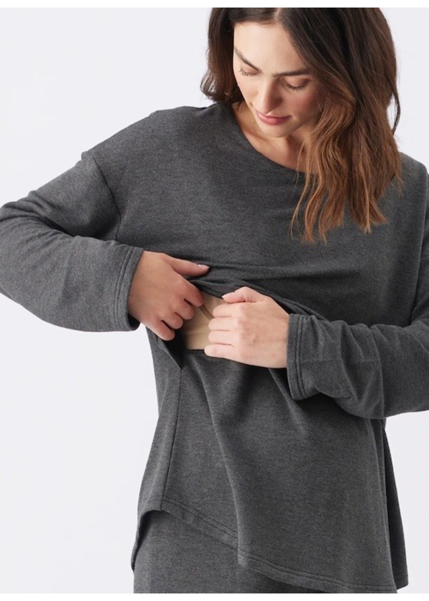 Ripe Maternity Ripe Maternity, Super Soft Nursing Top || Charcoal Marle