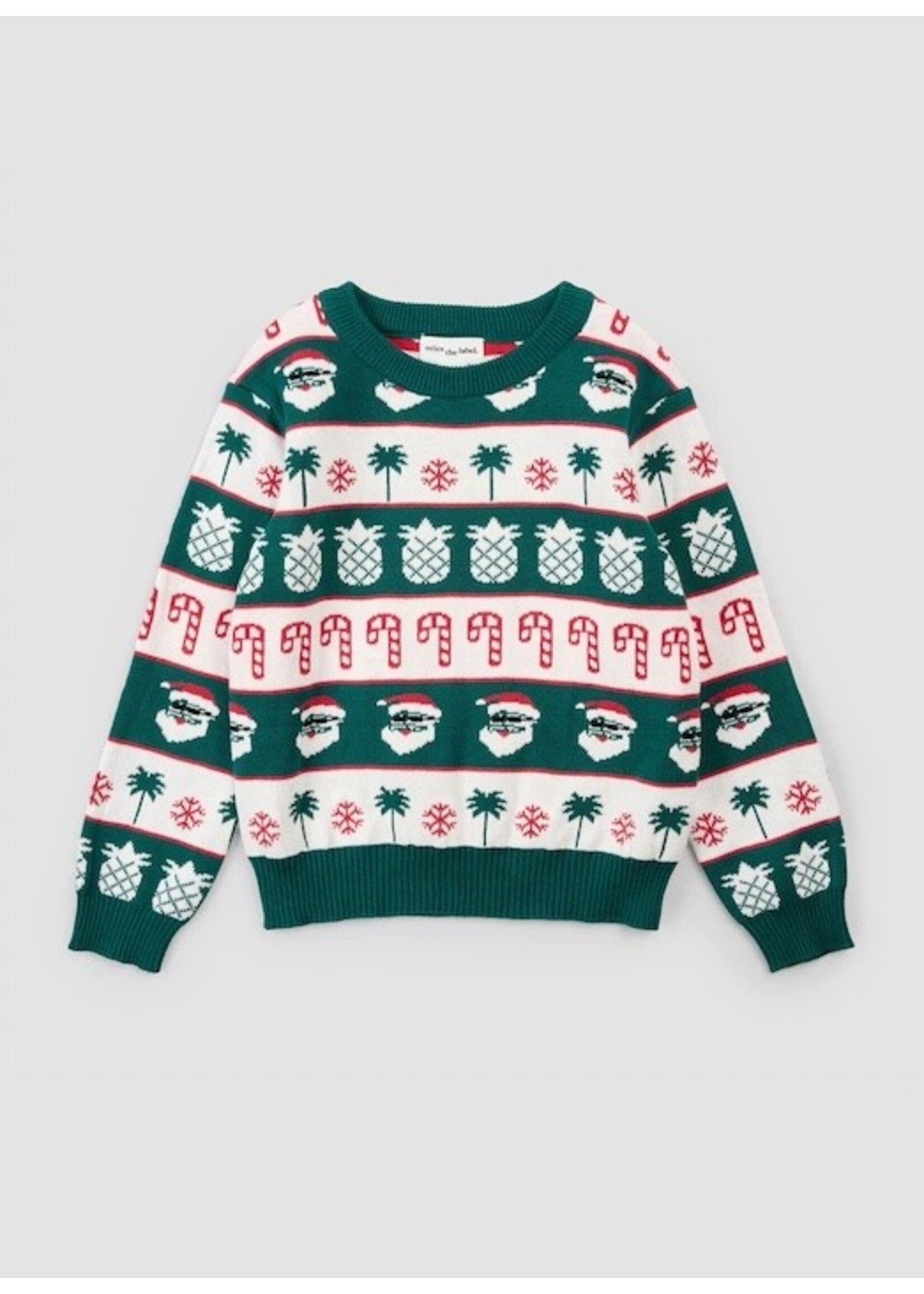 Miles the Label Miles the Label, Hawaiian Fair Isle Jacquard Sweater || White / Green / Red