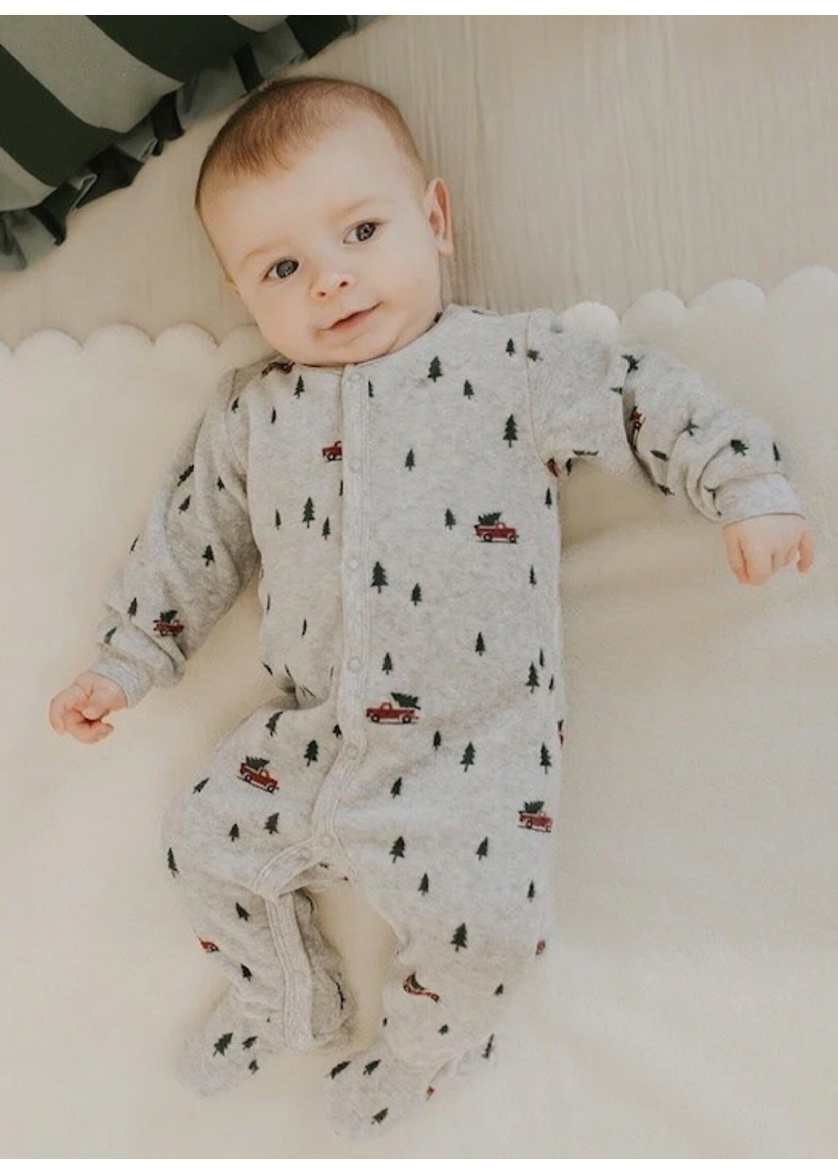 Petit Lem Petit Lem,  Festive Velour Truck Sleeper || Heather Grey