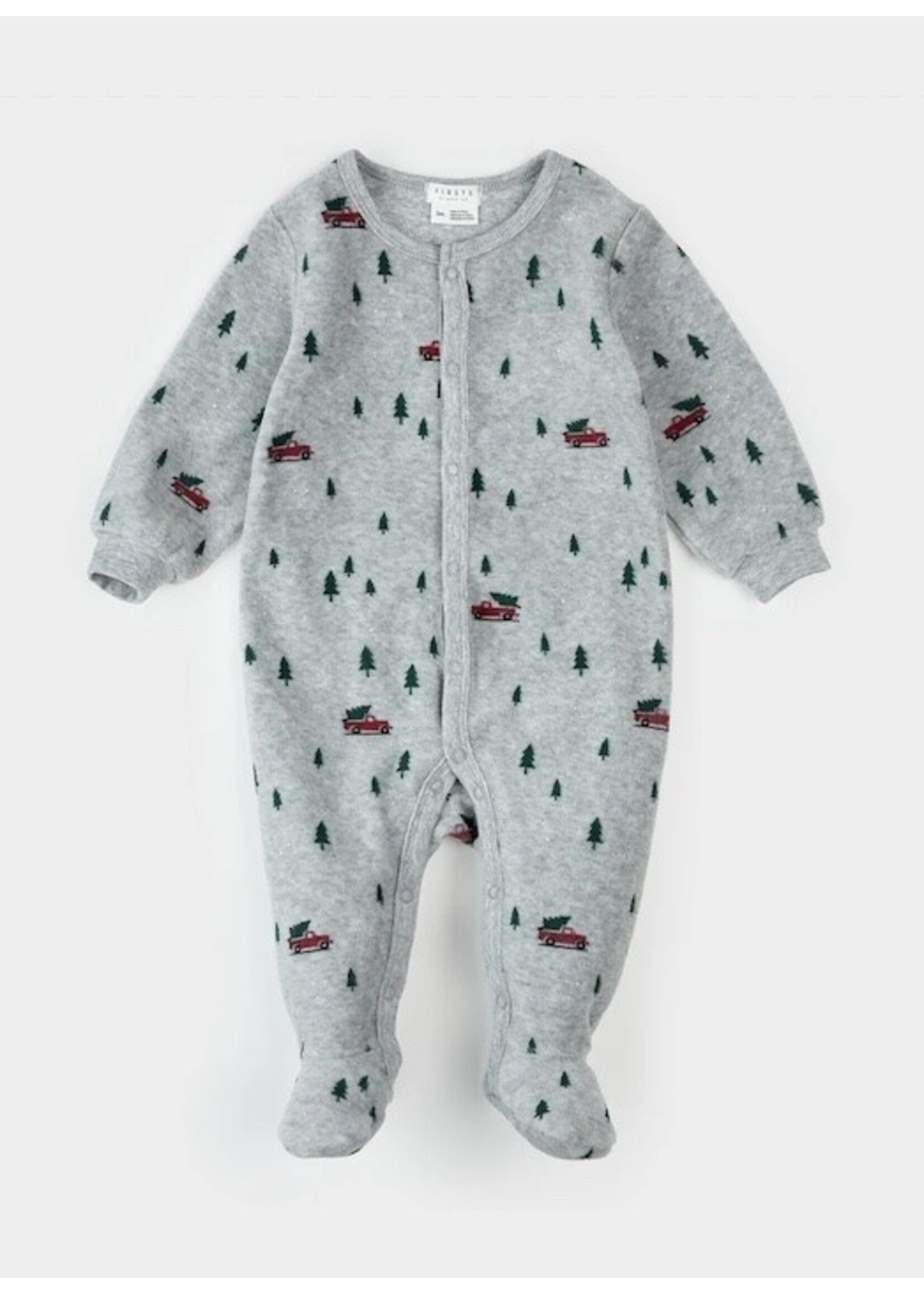 Petit Lem Petit Lem,  Festive Velour Truck Sleeper || Heather Grey