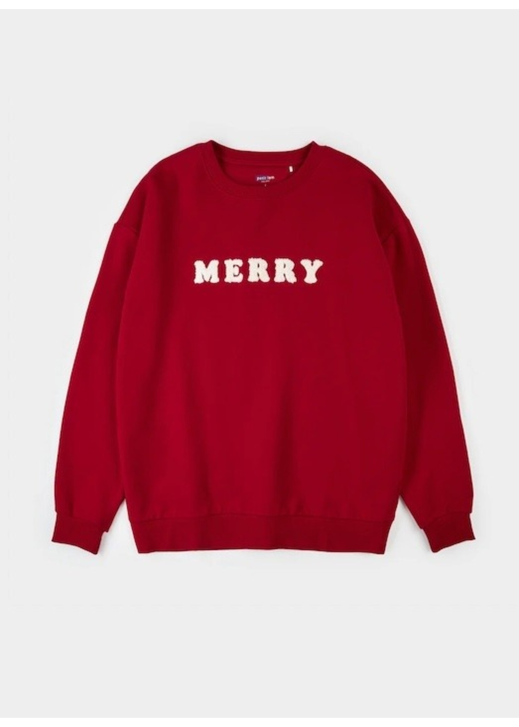 Petit Lem Petit Lem, Merry in White Chenille Fleece Women's Sweatshirt || Scarlet Red