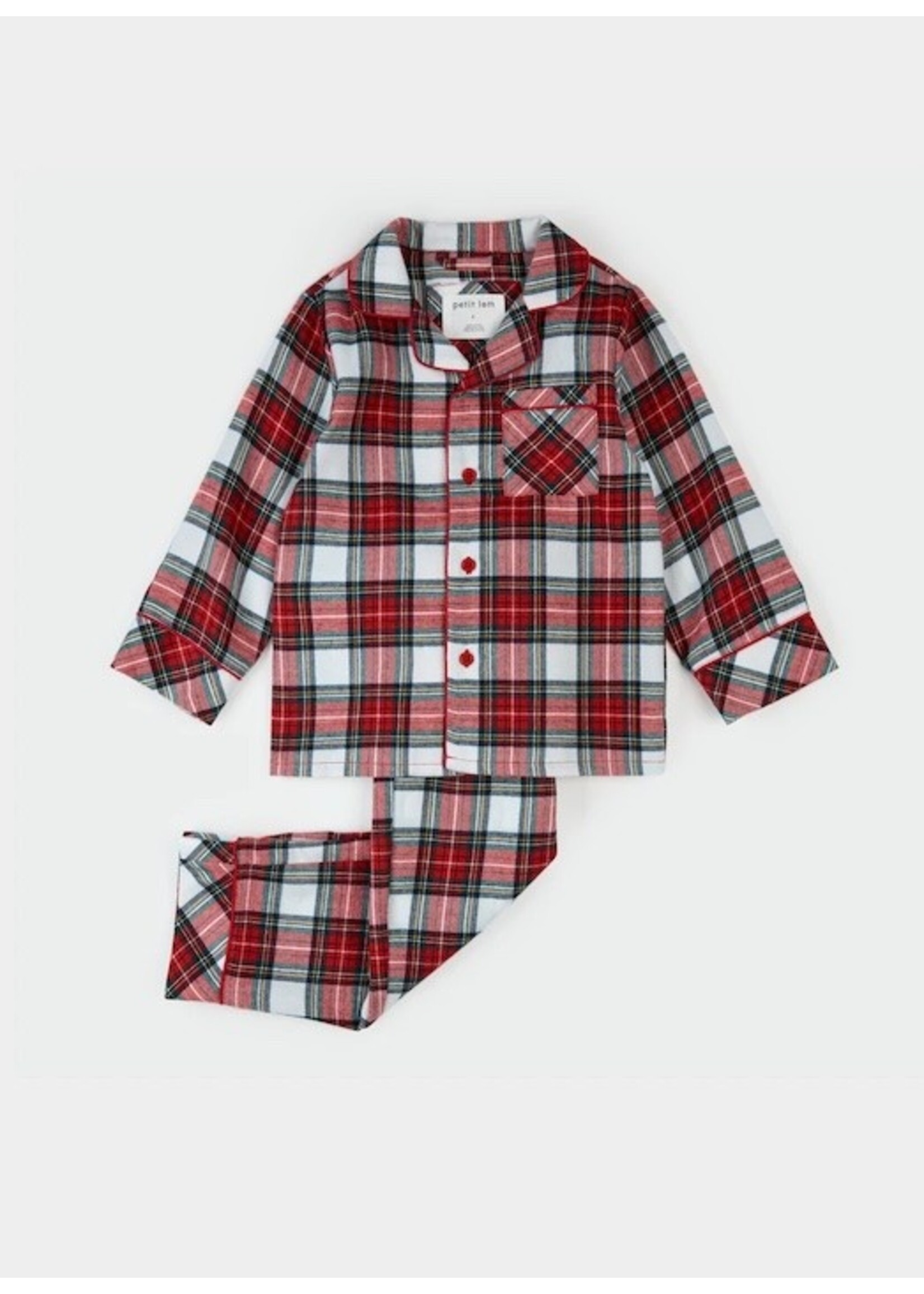 Petit Lem Petit Lem, Plaid Flannel PJ Set || Red Tartan