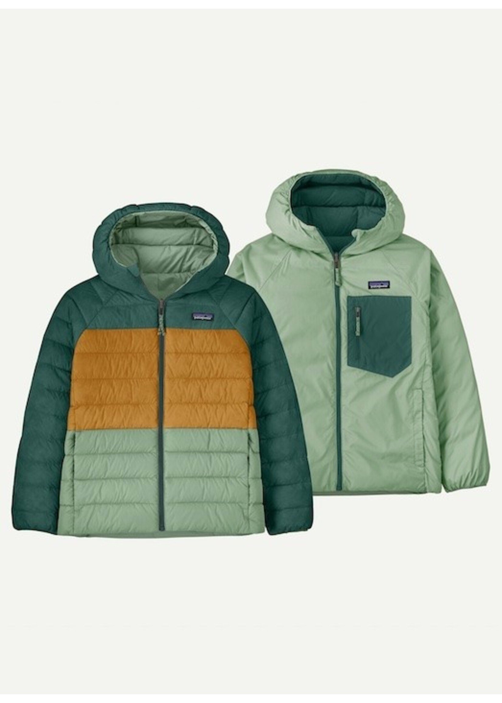Patagonia Patagonia, Kids' Reversible Down Sweater™ Hoody || Ellwood Green