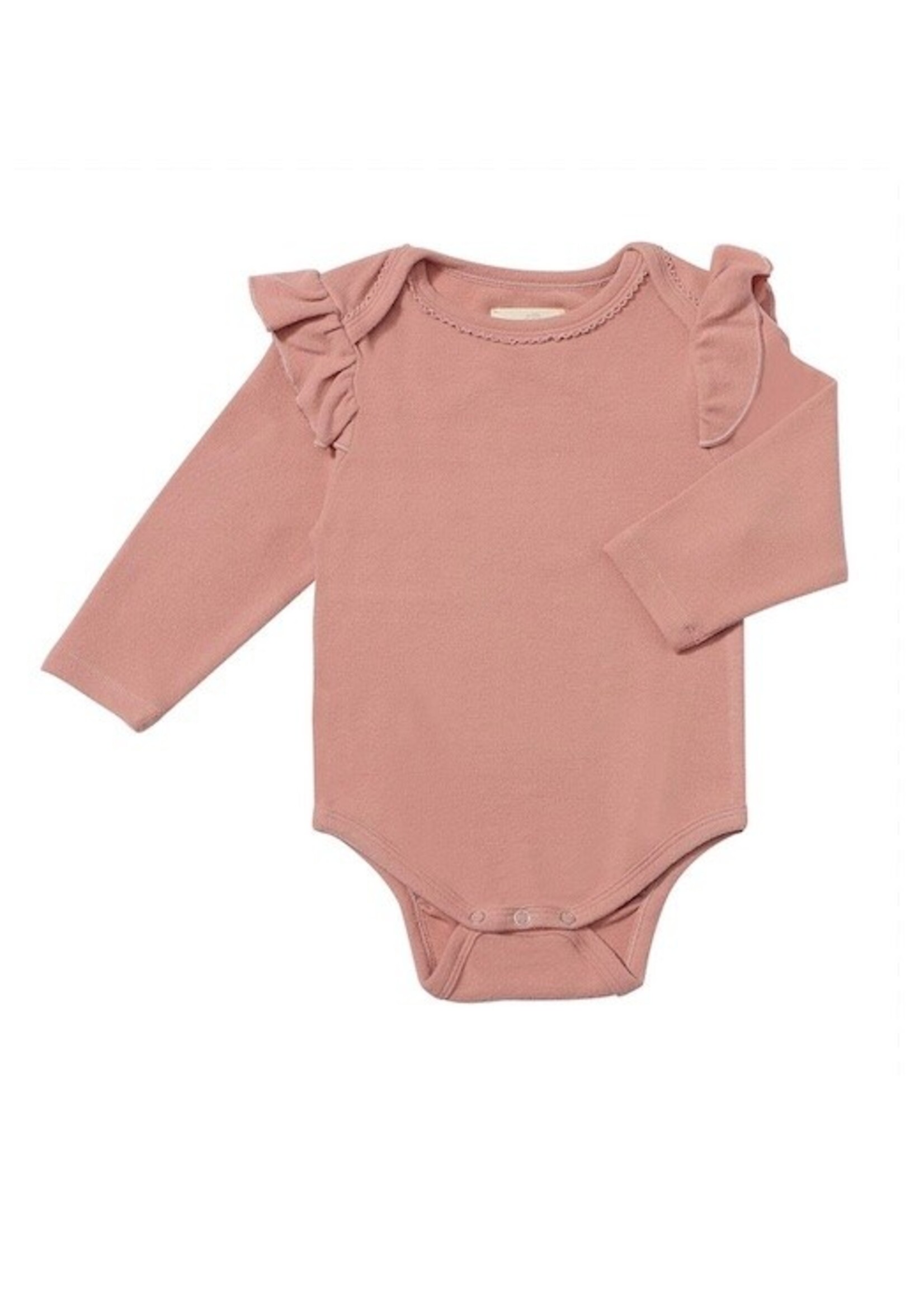 Vignette Vignette, Francie Ruffle Shoulder Onesie || Pink