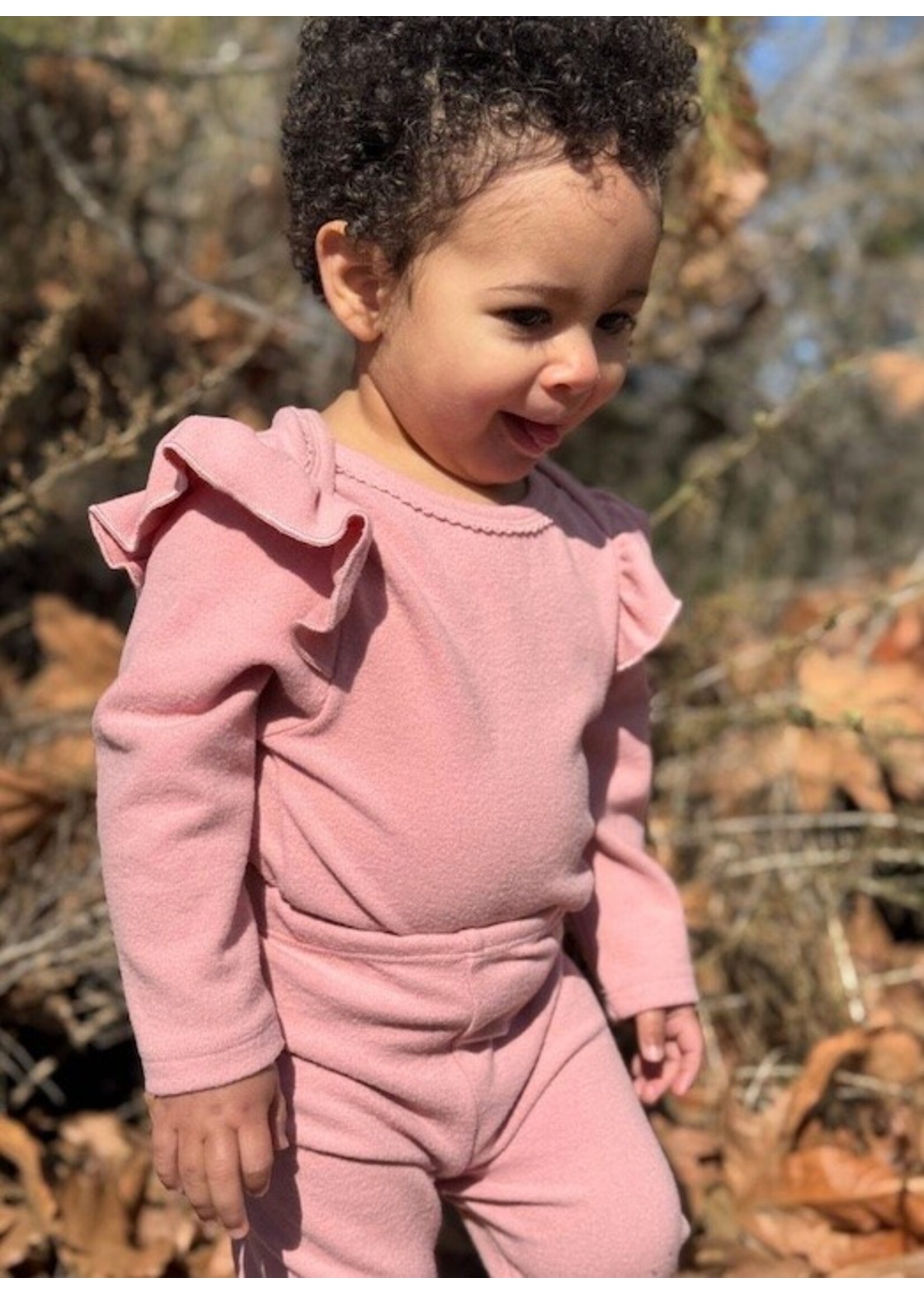 Vignette Vignette, Francie Ruffle Shoulder Onesie || Pink