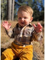 Me & Henry Me & Henry, JASPER Woven Onesie || Brown Madras