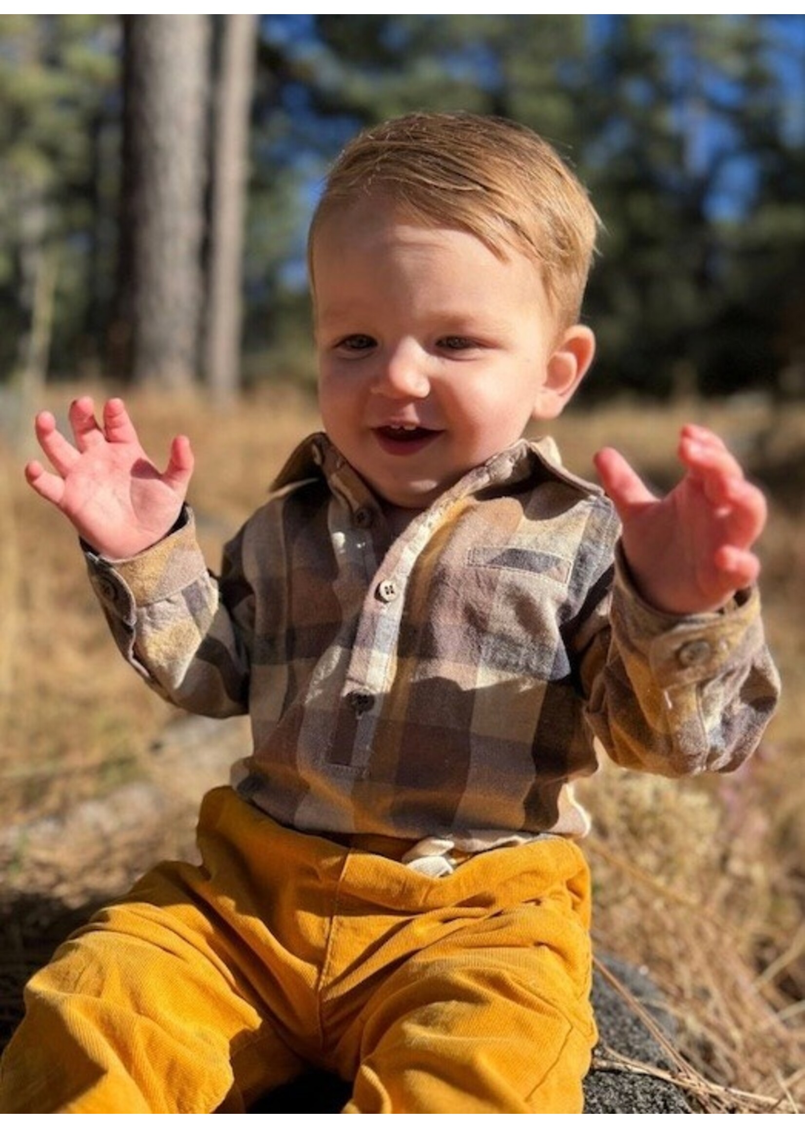 Me & Henry Me & Henry, JASPER Woven Onesie || Brown Madras