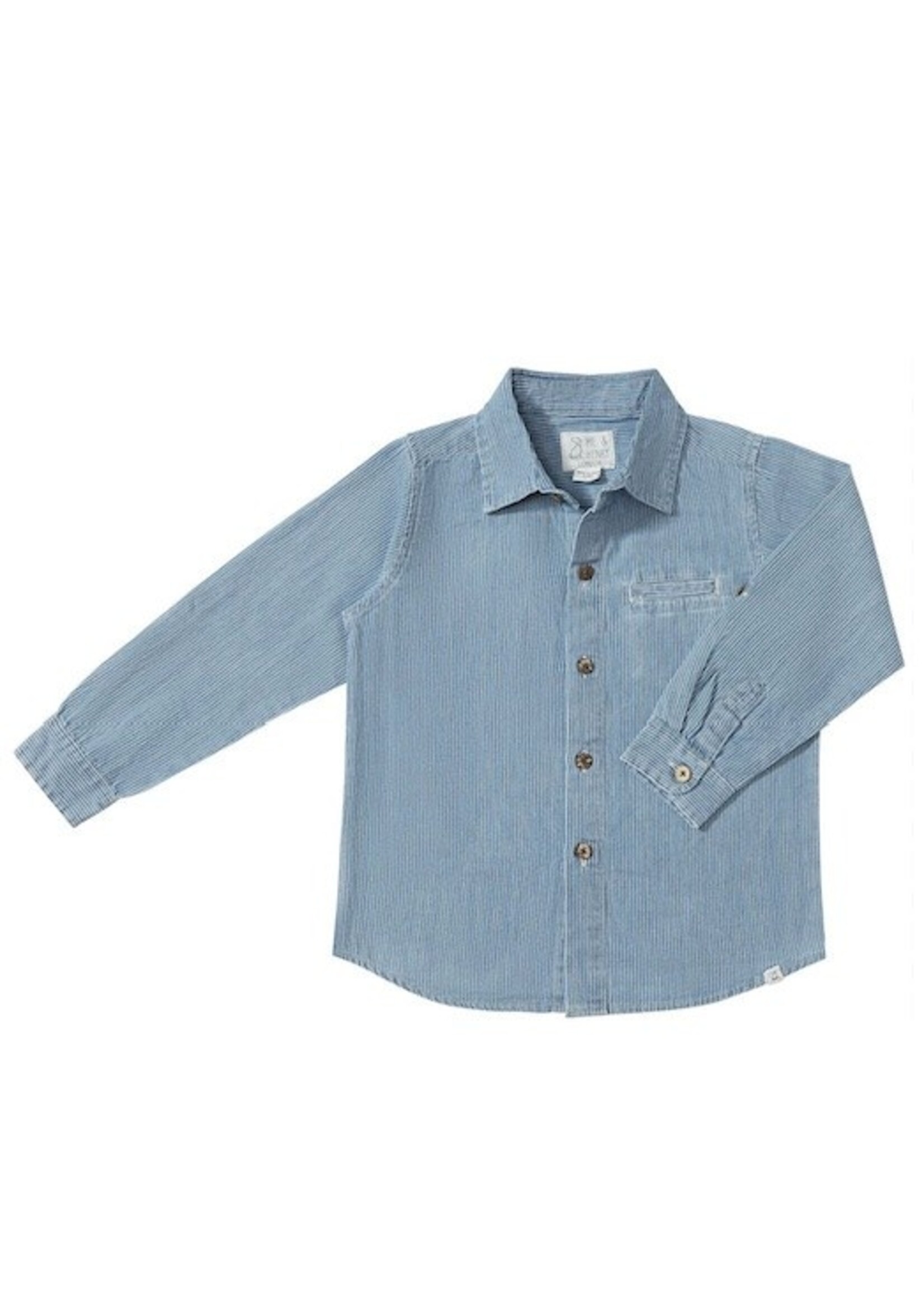 Me & Henry Me & Henry,  ATWOOD Woven Shirt || Denim / White Stripe