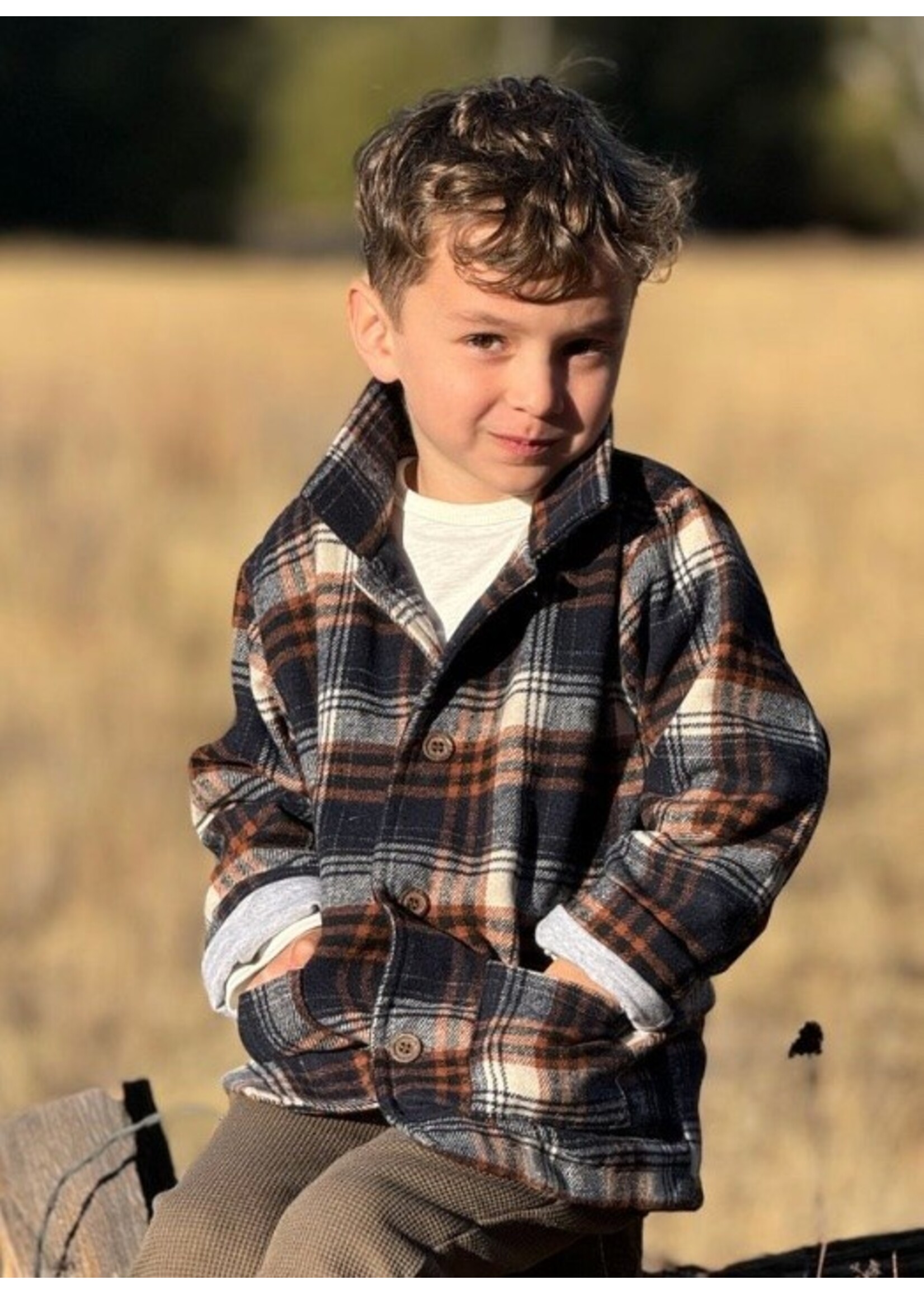 Me & Henry Me & Henry,  ADOBE Shacket || Black / Brown Plaid