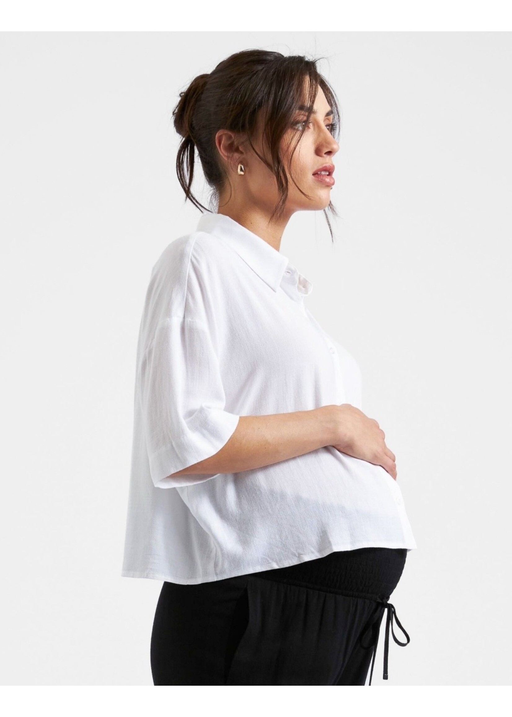 Ripe Maternity Ripe Maternity, Farrah Crop Shirt || White