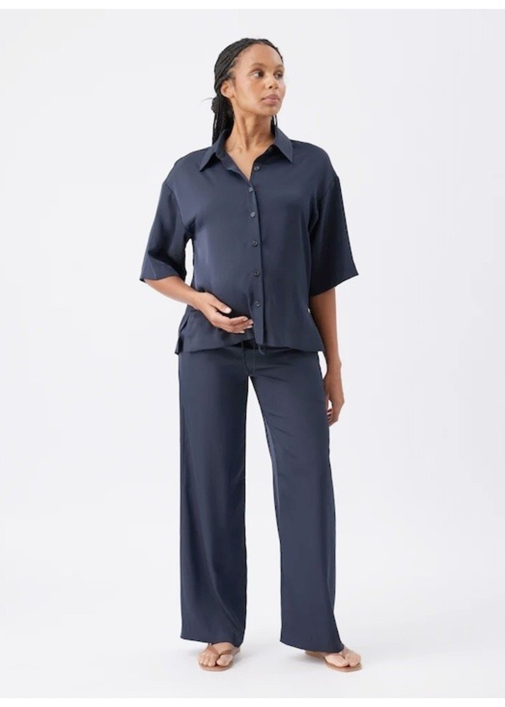 Ripe Maternity Ripe Maternity, Tamara Satin Shirt || Midnight