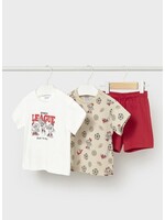 Mayoral Mayoral, Sport Print Knit Shirts and Shorts || Tomato