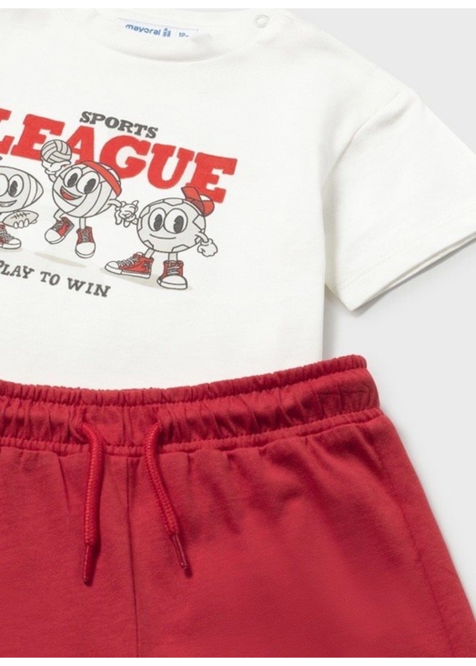 Mayoral Mayoral, Sport Print Knit Shirts and Shorts || Tomato