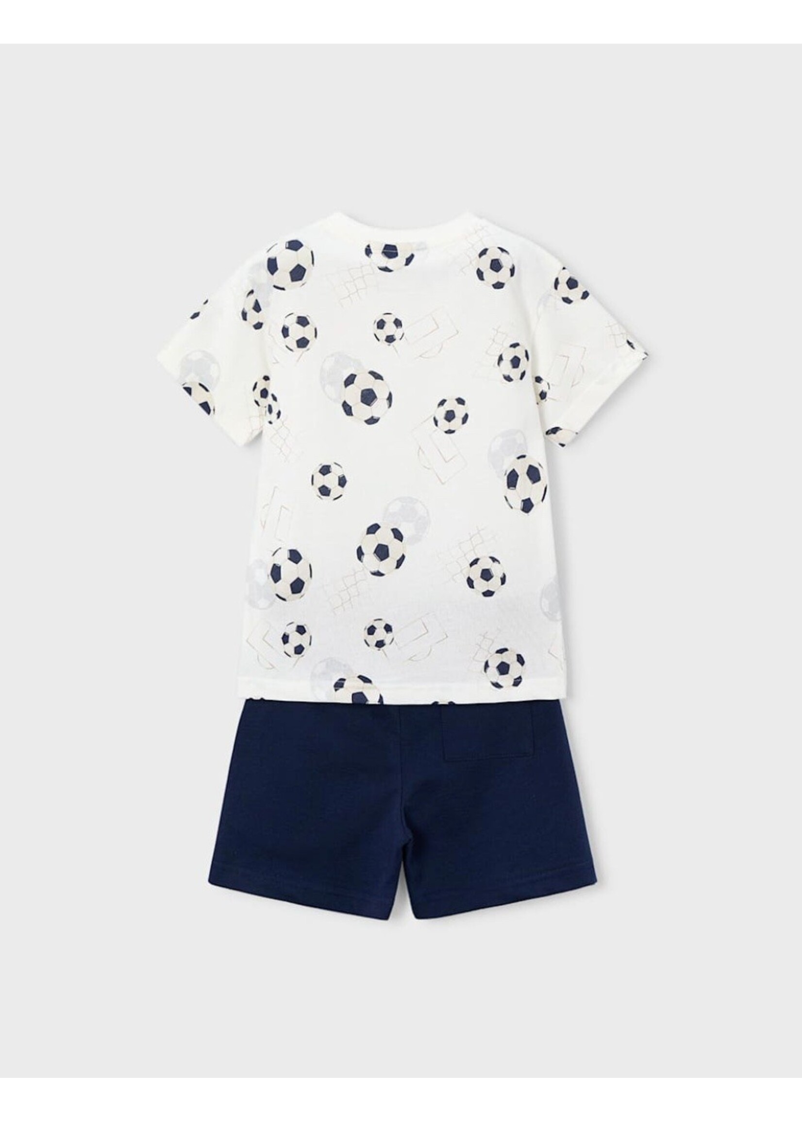 Mayoral Mayoral, Boy Shorts and Soccer Printed T-shirt Set || Navy