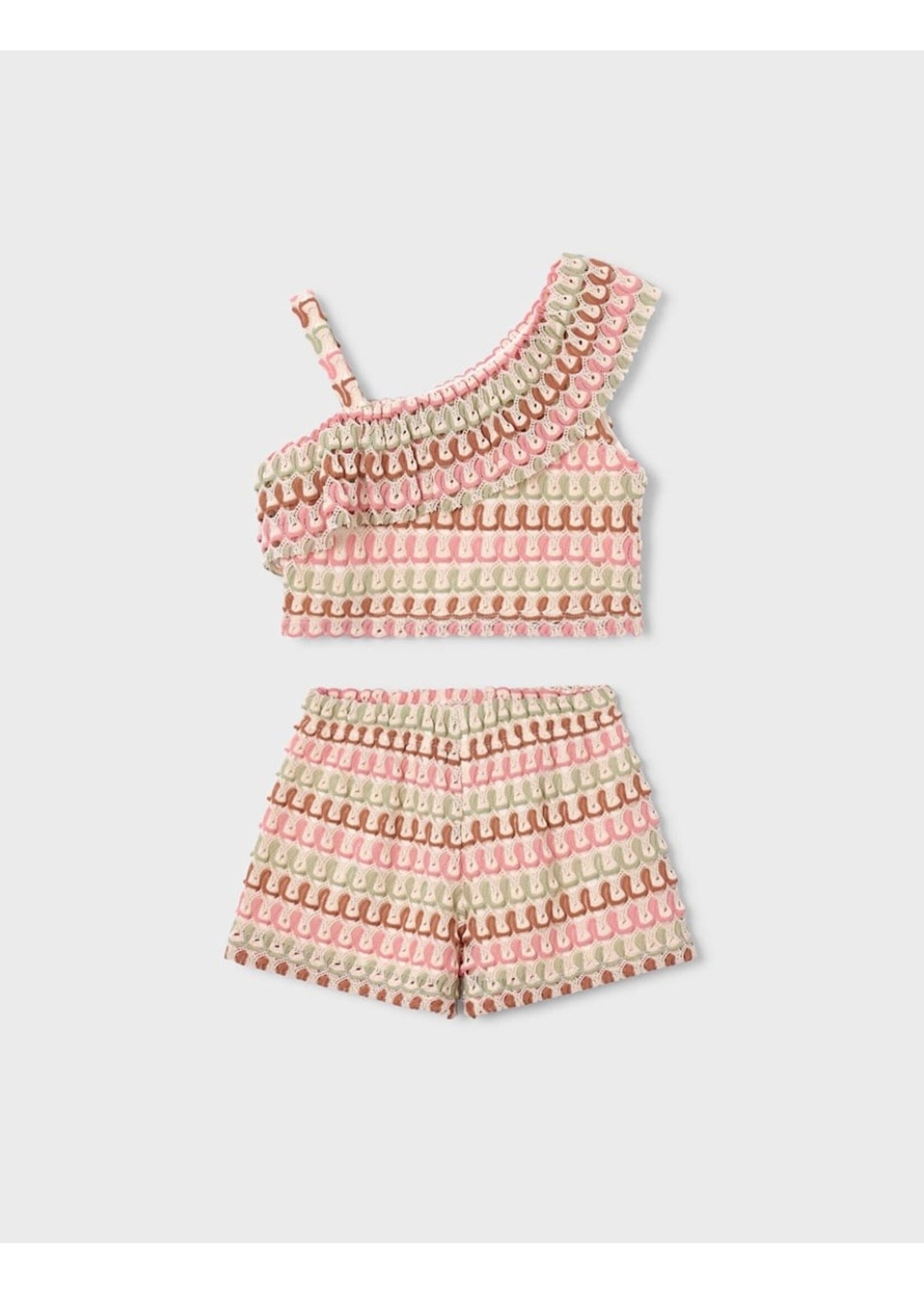 Mayoral Mayoral, Girl Shorts and Asymmetric Top Set || Tangerine