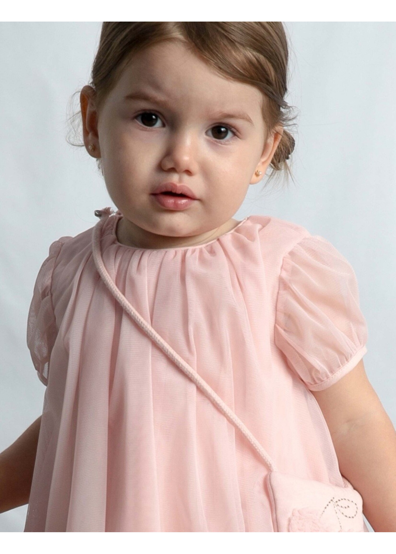 Mayoral Mayoral, Baby Tulle Dress with Crossbody Bag || Peony