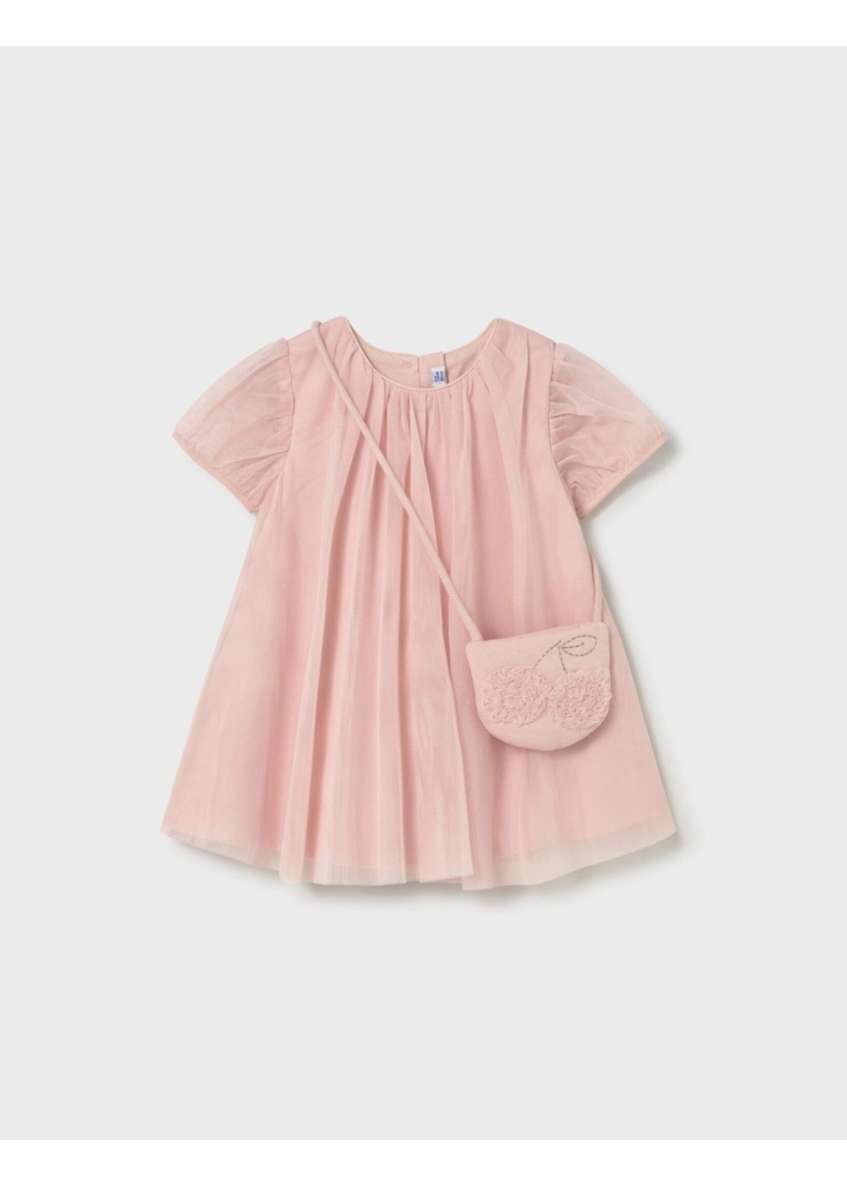 Mayoral Mayoral, Baby Tulle Dress with Crossbody Bag || Peony